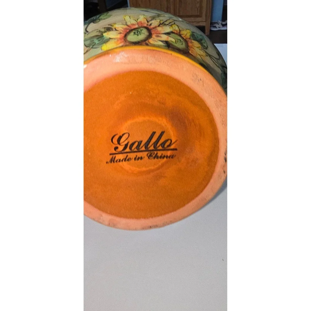 Gallo Ceramic Rooster and Sunflower Canister Jar with Lid Farmhouse Decor